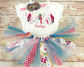 Troll Birthday Shirt / Trolls Movie Birthday / Kids Troll Shirt / Trolls Tutu / Girls TWO Outfit / Trolls Birthday Outfit
