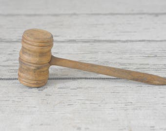 Vintage Wood Gavel Judge Gavel Wood Mallet Auction Hammer Legal Decor #3