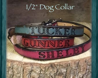 Personalized Genuine Leather Dog Collar-puppy or large breed- hand tooled and customized for your special pet