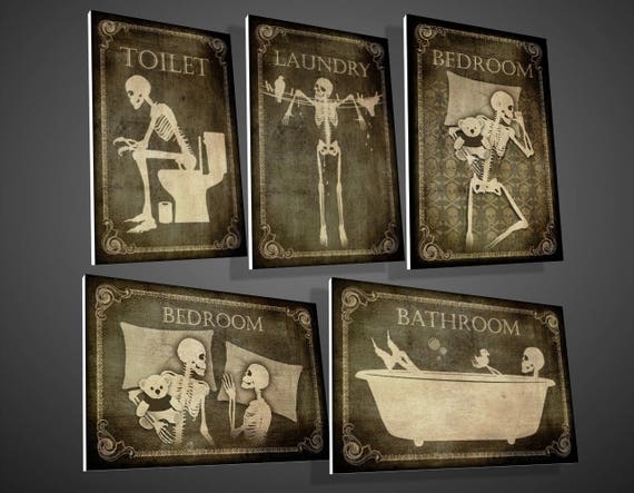 Bathroom Sign Halloween skulls door signswc signrestroom Bathroom Sign Halloween skulls door signswc signrestroom