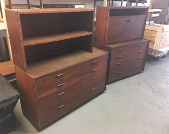 Mid century dressers by Founders with desk and book shelf