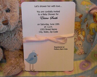 Baby Shower Invitations - Blue Birdie