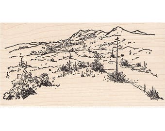 Large Desert Road 555M Beeswax Rubber Stamps Unmounted, Cling, Mounted Stamp Scenic, Landscape Stamping