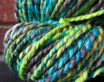 Handspun Yarn, Art Yarn, 2 Ply, Bulky, Wool, Knit, Doll Hair, Superwash, Rogue