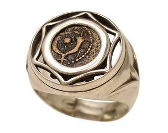 Jewish ring, Jewish art, men's signet ring, antique signet ring, men's coin ring, large men's ring, cool ring for men, guy ring