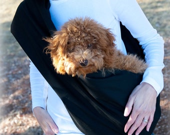 Pet Sling with Pocket - Solid Black