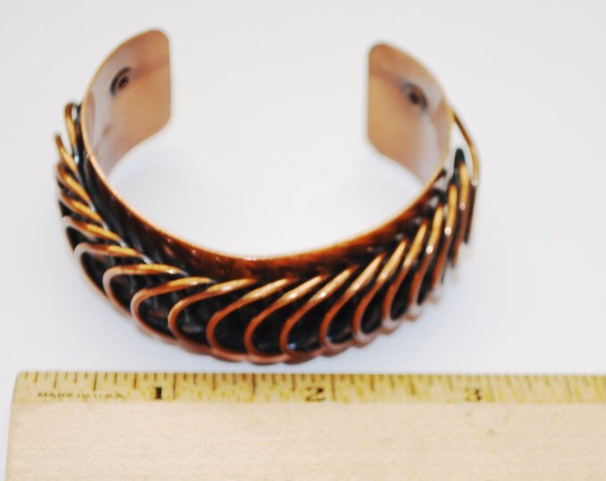 Renoir Copper Cuff Bracelet - Coil Modernistic - Mid century Mod - chunky Bangle
