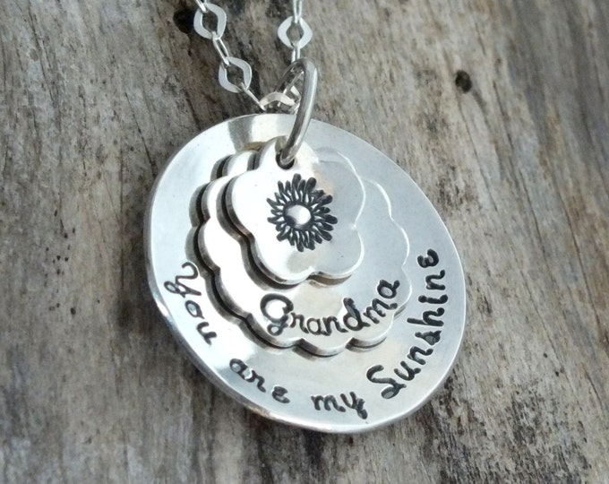 You Are My Sunshine / Sunflower Necklace / You Are My Sunshine Necklace / You Are My Sunshine Jewelry / Sterling Silver Mommy Necklace