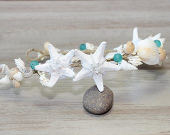 Beach Wedding Hair Accessories Seashells Headband Mermaid Crown Starfish Bridal Headpiece beach bride Destination Wedding Head wreath tiara