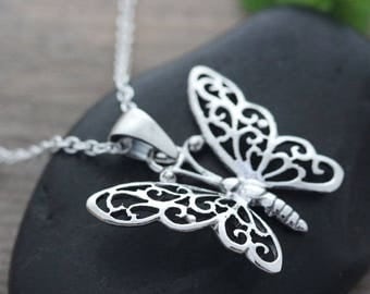 Sterling silver Butterfly Necklace, Silver Butterfly necklace, Butterfly Pendant necklace, sterling butterfly Jewelry. Batterfly Charm