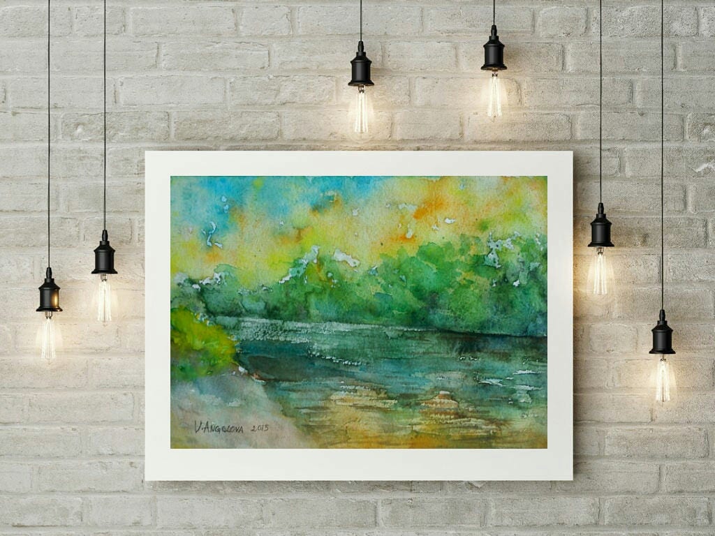 Nature Painting Wall Art Living Room Decor Home Green Gift