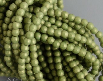 3mm Pacifica Avocado Druk Bead, 3711, Pacifica Avocado 3mm Smooth Round Druk Bead, Avocado Green Druk Round, 100 Beads