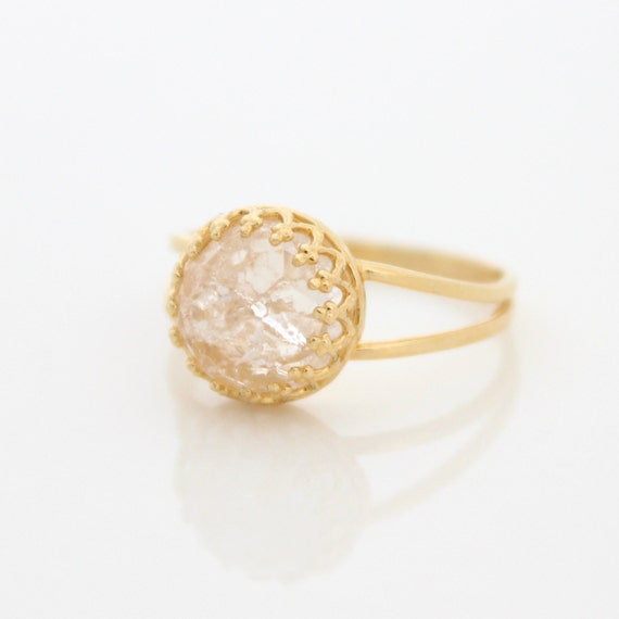 Items similar to Peach quartz ring • Gold ring set with a peach quartz ...
