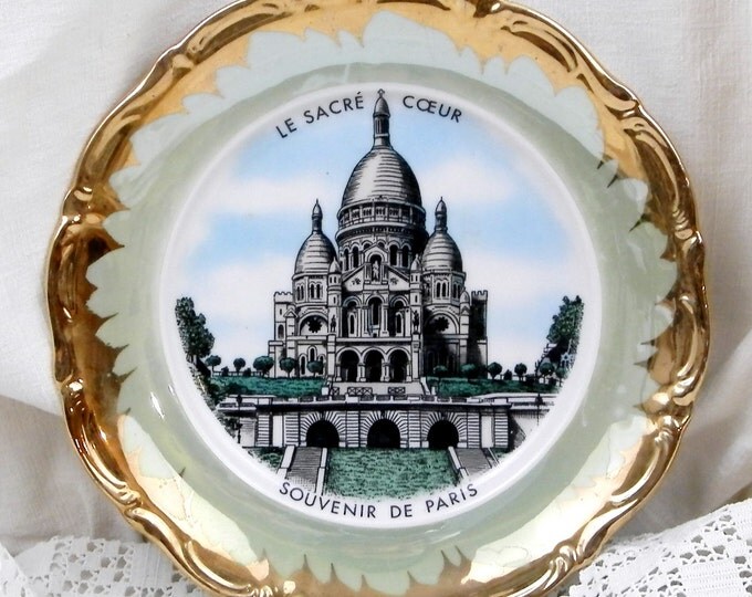 Vintage French Bone China Souvenir Wall Plate from Paris with the Sacré Coeur Montmartre Chateau Chic, French Decor, Vacation, Basilica Vintage French Bone China Souvenir Wall Plate from Paris with the Sacré Coeur Montmartre Chateau Chic, French Decor, Vacation, Basilica
