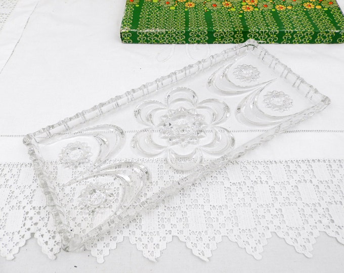 Vintage Mid Century Boxed German Walther Kristallglas Aperitif / Nibbles Glass Crystal Dish, Retro Drinks Party Serving Tray, Snack Plateau