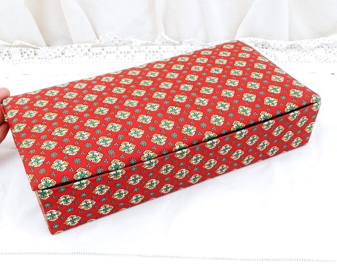 Vintage Red Fabric Covered Provencal Wooden Sewing Box by D M C, French Provencal Decor, French Country Style, Needlecraft, Knitting Needles Vintage Red Fabric Covered Provencal Wooden Sewing Box by D M C, French Provencal Decor, French Country Style, Needlecraft, Knitting Needles