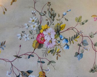 Vintage French Country Flowers Decoupage Paper, Wrapping Paper, Paper Pattern, Delicate Floral on Pale Cream Gift Wrap Paper 8.5" x 11"