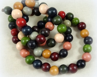 Wooden Beads - 12mm Wooden Beads, Assorted Colors - 16" Strand (35 beads)