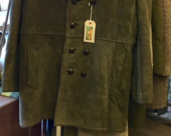 Vintage sheepskin coat 60s mod peacoat