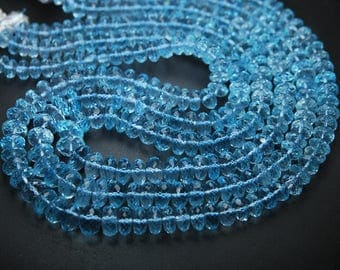 16 Inches Strand,Super Rare Item,Sky Blue Topaz Micro Faceted RONDELLS,6-6.5mm,Finest Quality