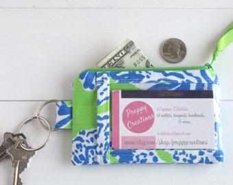 ID Wallet Keychain, Slim Womens Wallet, ID Holder Wallet, Thin Card Wallet, Lilly Pulitzer Fabric