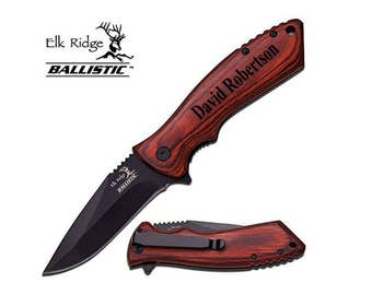 Laser Engraved Personalized Survival Knife, Fishing,Best Man Gift,Father's Day Gift,Hunting,Groomsmen Gift, Elk Ridge A-002
