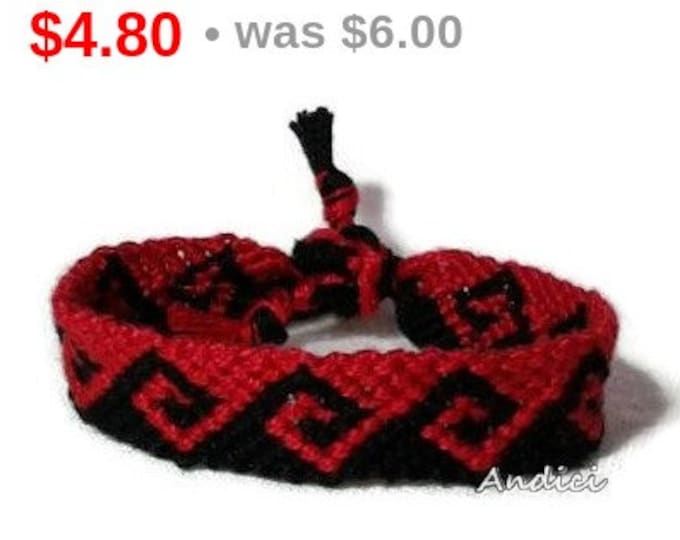 Knots for a Cause - Red and Black Greek Wave Macrame Knotted Friendship Bracelet Wristband- Made to order
