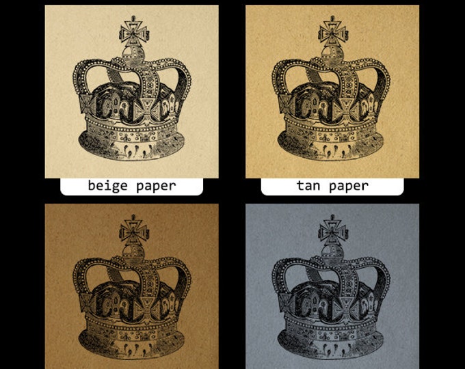 Digital Image Royal Crown Graphic Deluxe Printable Download Antique Clip Art Jpg Png Eps HQ 300dpi No.701