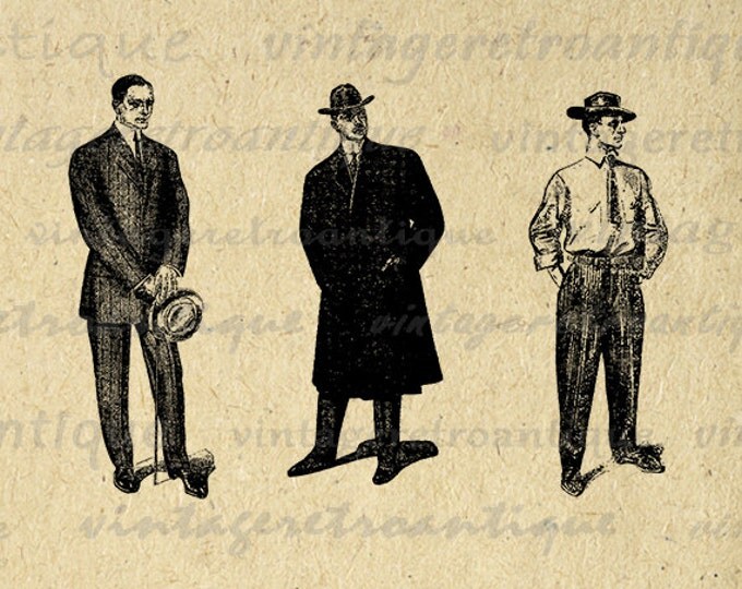 Printable Old Fashioned Businessmen Digital Download People Men Graphic Image Vintage Clip Art Jpg Png Eps HQ 300dpi No.1206