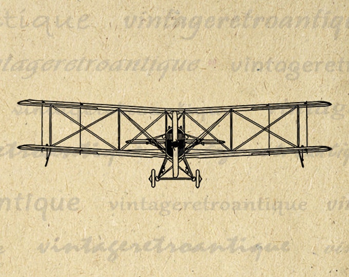 Vintage Biplane Digital Image Graphic Antique Airplane Download Printable Clip Art Jpg Png Eps HQ 300dpi No.1576