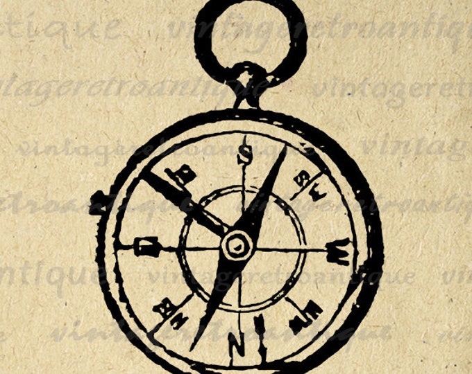 Digital Image Compass Graphic Antique Illustration Printable Download Vintage Clip Art Jpg Png Eps HQ 300dpi No.1161