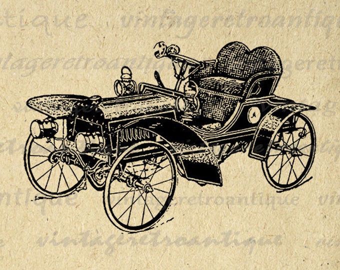 Antique Automobile Printable Digital Graphic Old Car Image Illustration Download Vintage Clip Art Jpg Png Eps HQ 300dpi No.1877