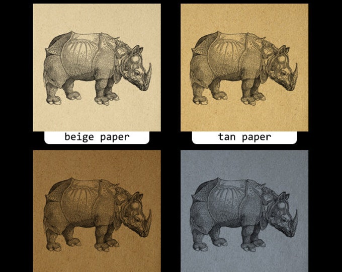 Rhinoceros Printable Graphic Digital Rhino Image Download Artwork Antique Clip Art Jpg Png Eps HQ 300dpi No.2118