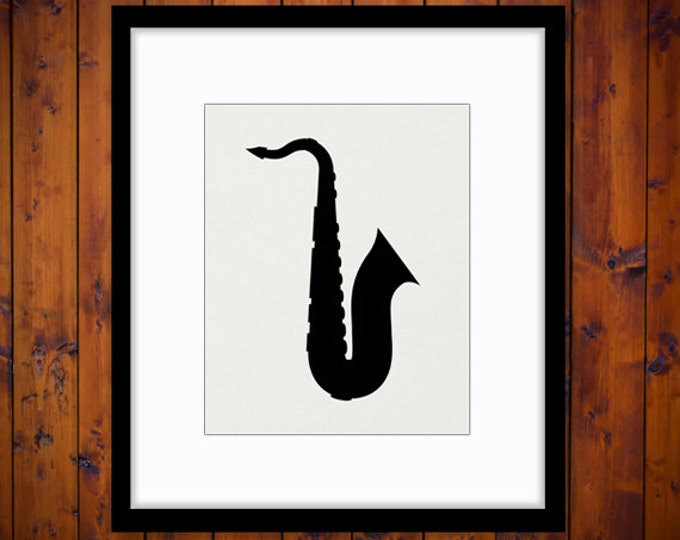 Printable Image Saxophone Graphic Download Music Band Saxophone Silhouette Digital Vintage Clip Art Jpg Png Eps HQ 300dpi No.4363