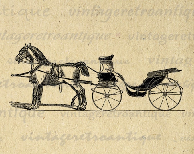 Digital Printable Horse Carriage Download Horses Image Graphic Artwork Vintage Clip Art Jpg Png Eps HQ 300dpi No.3703