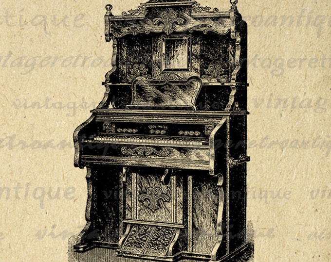 Parlor Organ Digital Image Download Printable Graphic Vintage Clip Art Jpg Png Eps HQ No.1256