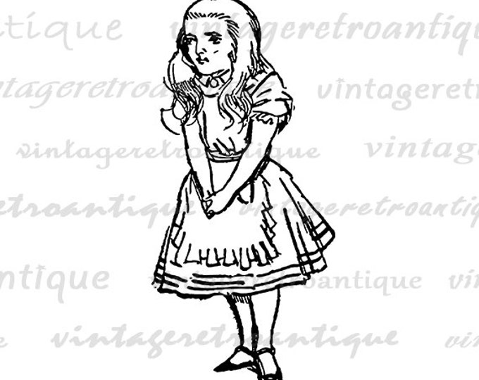 Digital Printable Alice in Wonderland Graphic Alice Illustration Image Alice Download Vintage Clip Art for Transfers etc HQ 300dpi No.4674