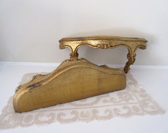 Vintage Syroco Wood Shelves Hollywood Regency Gold Syroco Shelf Wall Shelf Gold Shelf