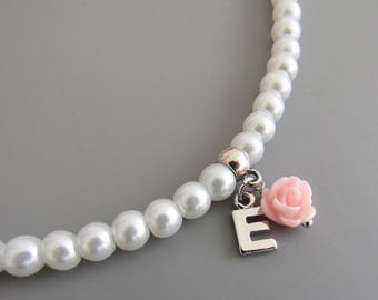 Flower girl necklace • flower girl gift • flower girl jewelry • children's pearl necklace • wedding jewelry • kids gift personalized