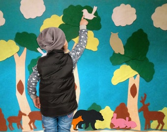 Printable Pattern for Felt Forest Wall. Over 30 Pieces. Interactive on Felt or Paper, 3x5 ft. Buy a craft, feed a baby.