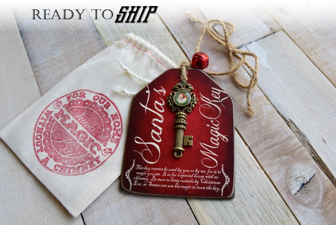 Santa's Magic Key Wood Tag Santa Key Christmas Key