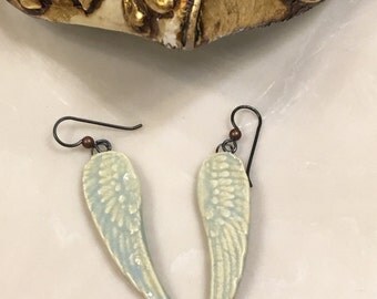 Angel wings ceramic earrings pendant
