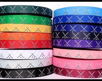 5 yds 7/8" Field Hockey 16 RIBBON COLORS Red Navy Black White Grey Orange Royal Blue Hot Pink Grosgrain Ribbon