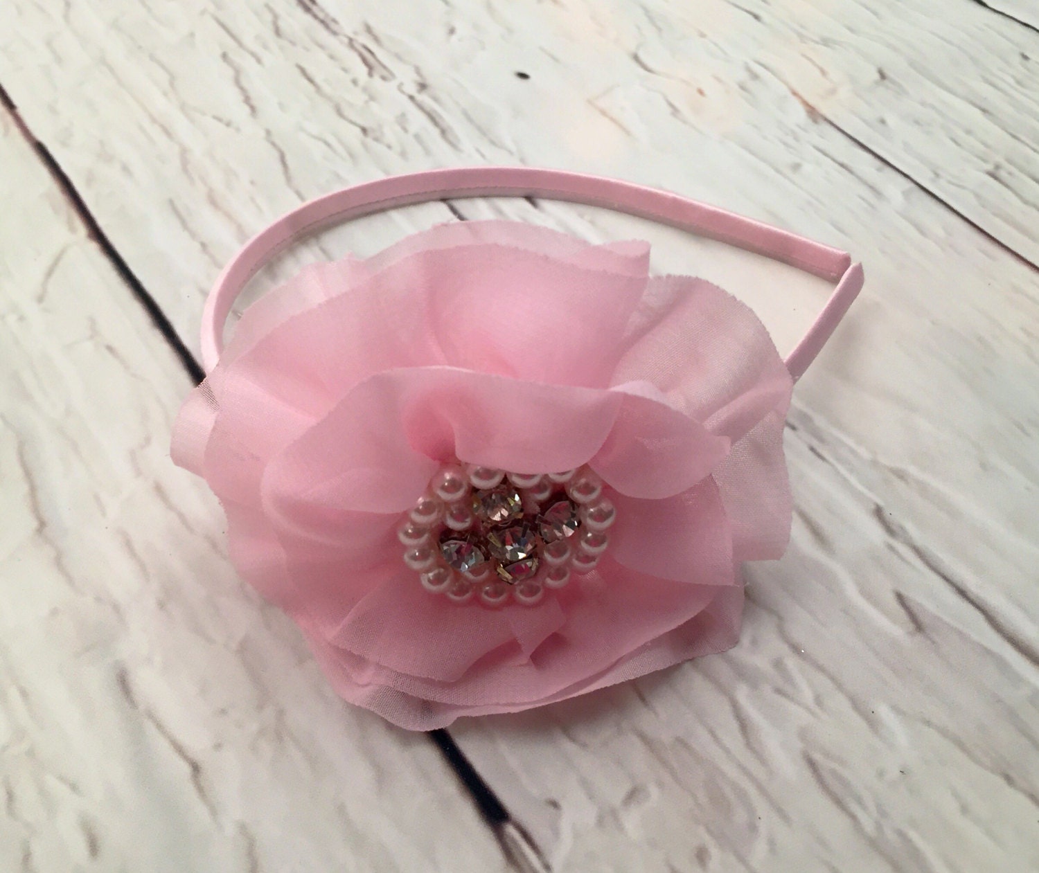 Pink Flower Headband Light Pink Chiffon Flower Flower Girl