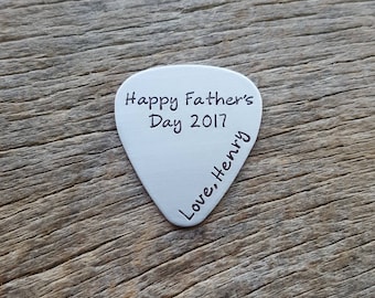 Customizable Father's Day Hand Stamped Guitar Pick Gift for him wedding anniversary