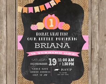 Pumpkin Patch Birthday Invitation - Our Pumkin is One Invitation - L'il Pumpkin Birthday - Fall Birthday - DIY Printable - Pumpkin Patch