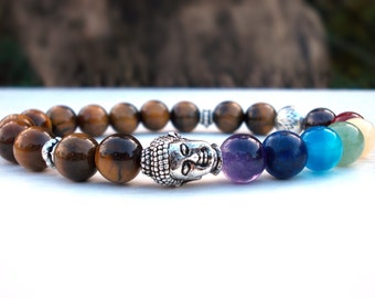 Lotus Buddha bracelet, Chakra bracelet, Buddha bracelet, Tiger Eye bracelet, Lotus flower bracelet, Yoga bracelet, Meditation bracelet