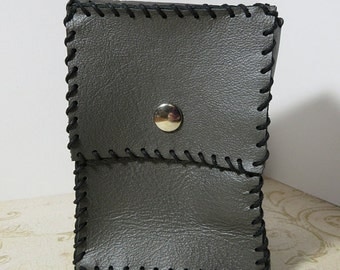 Leather Card Case - Gunmetal