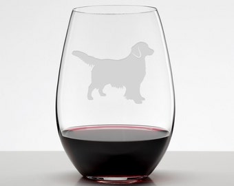 Golden Retriever, Retriever Gifts, Etched Stemless Wineglass