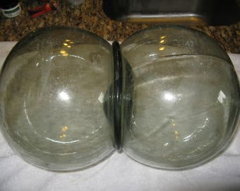 Vintage Binary Glass Fishing Float ,Glass Float, Sea Glass, Antique, Beach Cottage Decor, Beach Decor, Home and Garden, Sea, Ocean